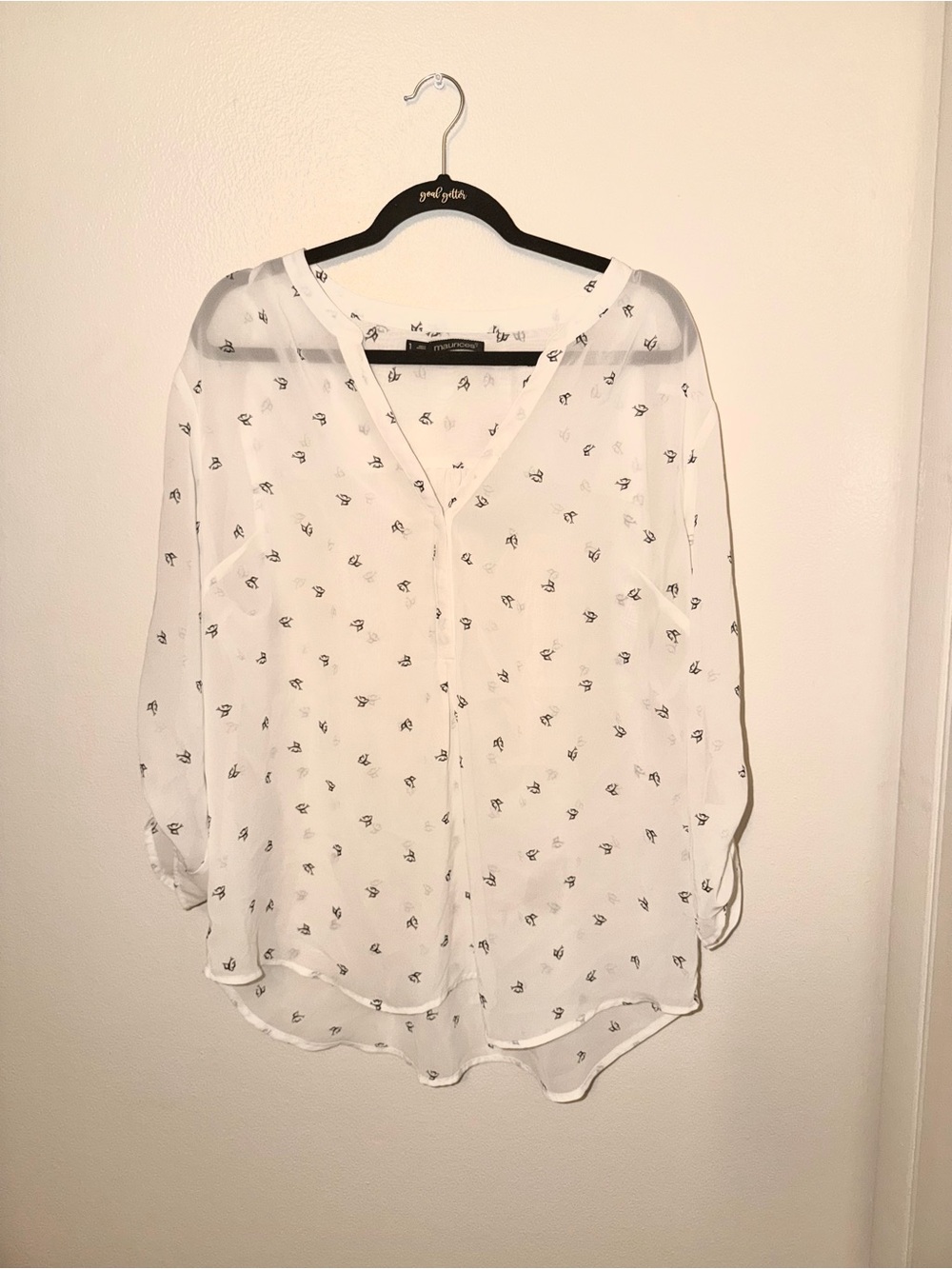 Maurices White Flowy Tunic Top – Size 1X – Sheer Everyday Blouse